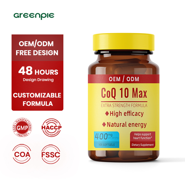 Greenpie GMP Factory Private Label COQ 10 Capsules Coenzyme Q10 COQ10 Supplement COQ10 Capsules