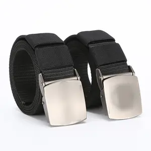 Wholesale Canvas Web Belts Solid Color Casual Belts With Metal Automatic Buckle