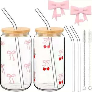 2025 <span class=keywords><strong>Emerit</strong></span> Logo personnalisé 12oz/16oz/20oz Sublimation transparente ou givrée canette de bière gobelet en verre avec couvercle et paille - Product Image 4