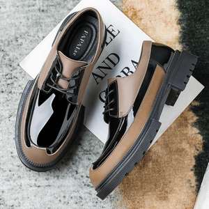 Chaussures de mariage en cuir de luxe pour hommes, style britannique, à bout carré, respirantes, antidérapantes, légères et résistantes à l'usure, pour affaires - Product Image 1