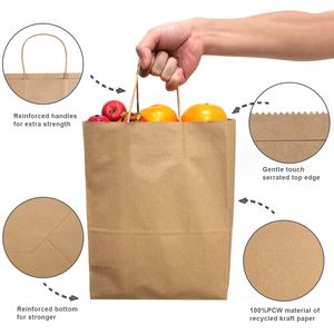 Recyclable Custom Logo Printing Kraft Eco-Friendly Brown Paper <b>Bags</b> With Handles Cheap Price - Product Image 2