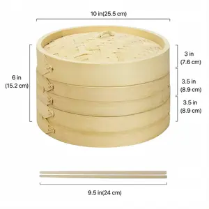 Cuiseur à vapeur en bambou naturel à surface lisse de style classique imprimé de logo personnalisé de haute qualité respectueux de l'environnement pour la cuisson