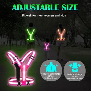 USB Wiederauf ladbare LED-Licht weste Hohe Sichtbarkeit Anpassbares Logo Nylon Polyester Fahrwerk jacke Einstellbar Reflektierend - Product Image 5