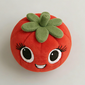 Customized Soft plush green calyx & stem on top, Fluffy short-pile red tomato <b>cuddle</b> <b>pillow</b> - Product Image 1