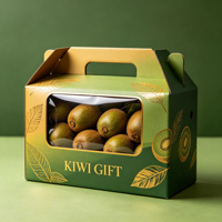 Op maat bedrukte golfkartonnen fruitverpakking doos kiwi banaan cadeaudoos met transparant venster en lint handvat voor fruitverpakking
