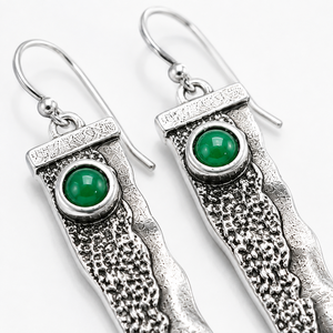 Orecchini Pendenti Vintage a Forma di Mezzaluna Verde con Bordo Dentellato, Gioielli Creativi di Moda per Donne - Product Image 4