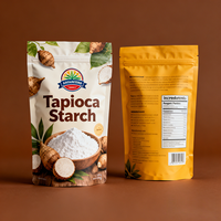 Sachet Doypack transparent imprimé sur mesure pour amidon de tapioca, thermoscellable, pour emballage alimentaire, avec fermeture Ziplock