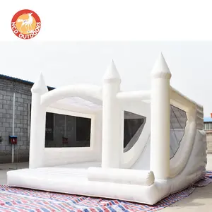 Pretty Mini White Wedding Jumping Tramp Blue Bounce House With Ball Pit And Slide For Toddle Jump Castle