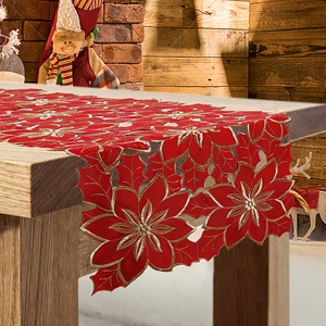 OWENIE Manufacturer Latest Design Luxury Maple Leaf Decoration Flower <strong>Red</strong> Thanksgiving Leaves Table <strong>Runners</strong> for Sale - Product Image 2