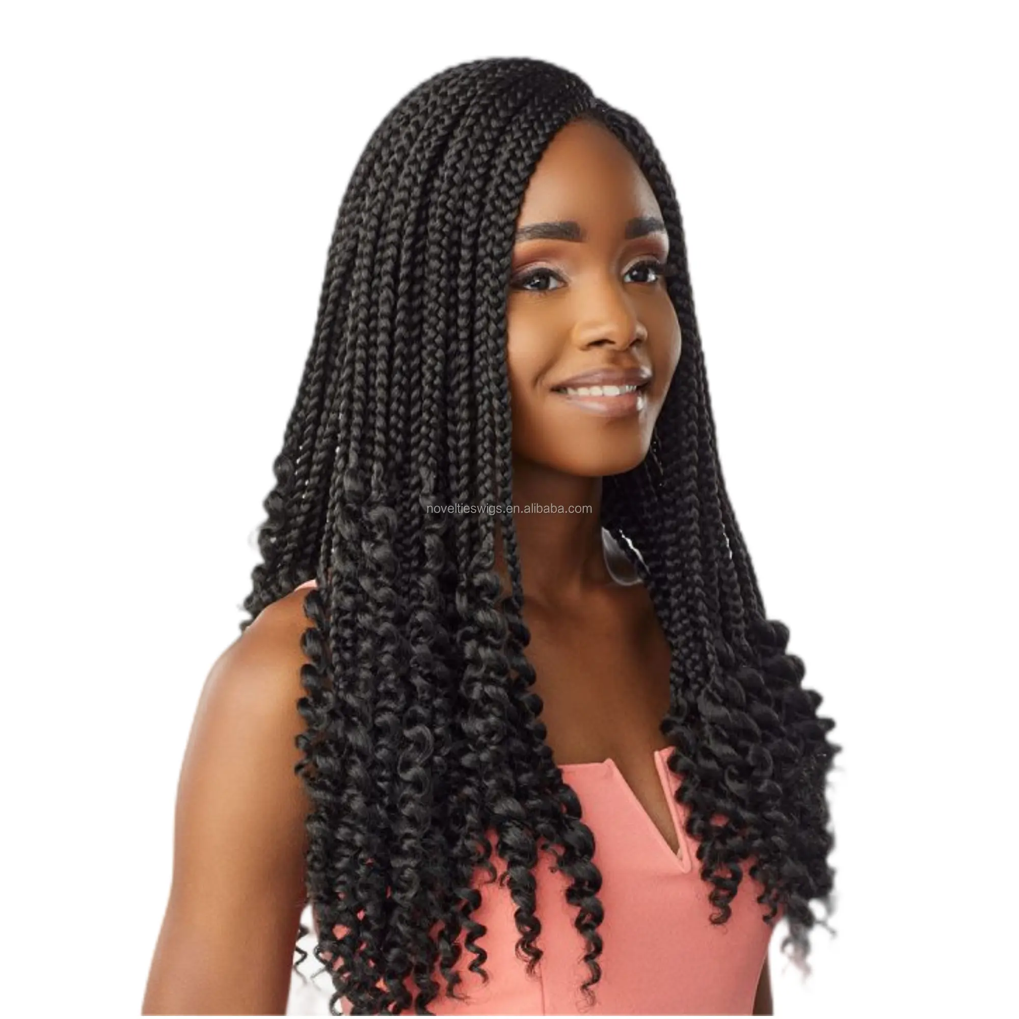 Novelties 20 Inch Bohemian Goddess Box Braid French Spiral Curl Hair Lace Front Braided Wigs For Black Women