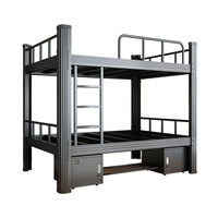 Lit superposé double moderne avec bureau et tiroirs, structure en acier pliable, solution gain de place, portable et convertible pour hôtel