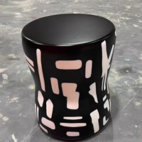 Table d'appoint d'angle de canapé, tabouret, table de chevet, petite table à thé de style nordique en pierre, motif peinture à l'encre