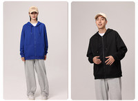 Sweat-shirt à capuche zippé en sergé fin, coupe ample, avec logo personnalisé, pour couple, collection Printemps, 260g, pour homme
