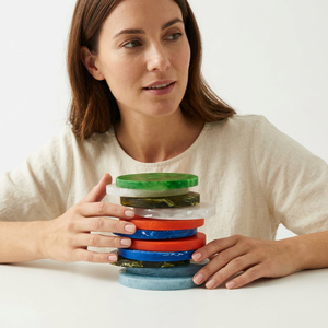 Modern Round Resin Coasters <b>Set</b> Non-Slip Mats for Table Decor - Product Image 1