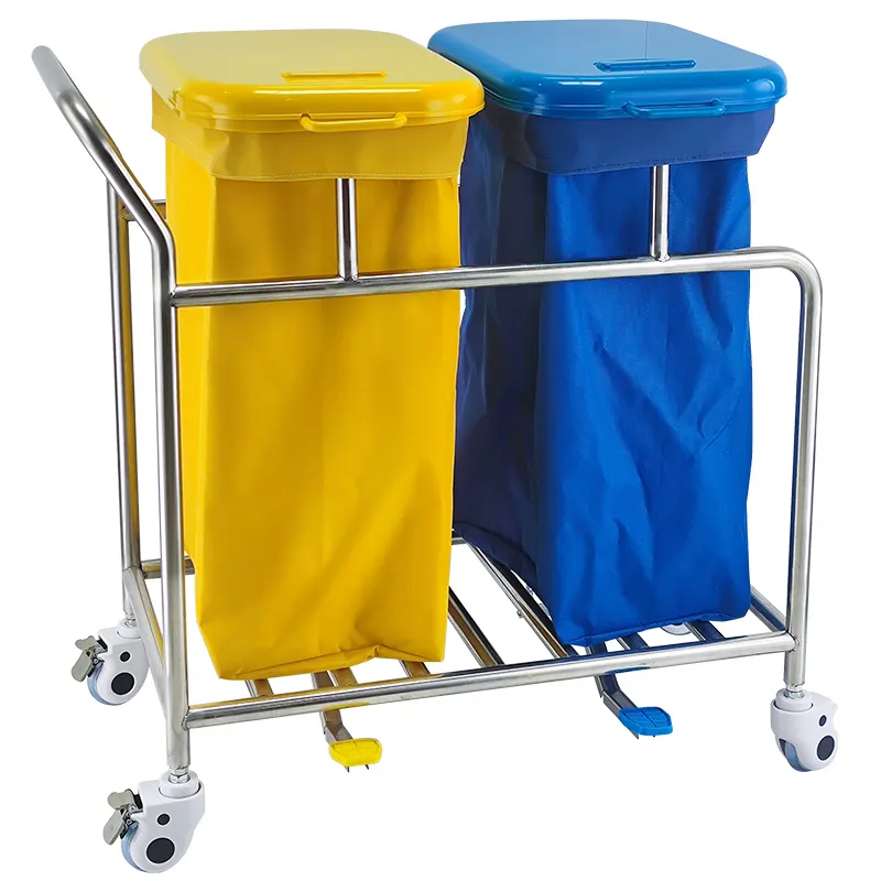 New Model Customized Hospital Cleaning Linen Trolley Dressing Mobile Cleaning Cart Dirt Linen Cart