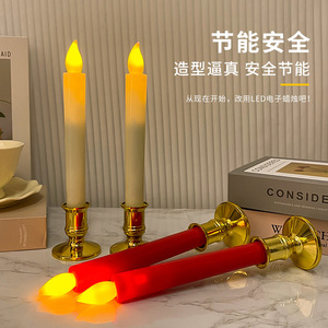 Led Taper <b>Candles</b> <b>Red</b> And White Flameless Battery Operated Moving Flame Home Decoration Birthday Wedding Party Decor - Product Image 3