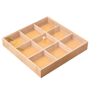 Wooden Nine Compartment <b>Tray</b> For Fruit Snacks Dessert Serving Hotel Coffee <b>Tea</b> Use - Product Image 1