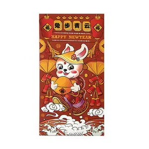 Custom Desgin Gold Foil Red Envelope Lucky Money Envelope For 2024 Chinese New Year