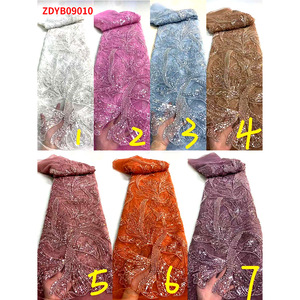 Thêu Tự Làm Sequins Pháp Thời Trang Ren Vải Cưới Dệt Phi Đẹp Lưới Jacquard Vải Dệt Kim Loại Jacquard - Product Image 5