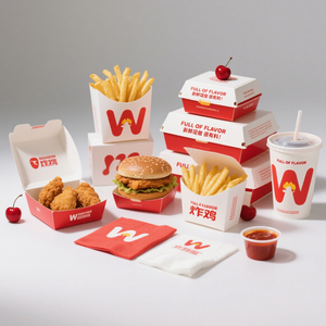 Logotipo personalizado para ir a la comida rápida, ensalada, patatas fritas, caja de embalaje de papel Kraft de Hamburgo, pollo frito, hamburguesa, contenedores para llevar - Product Image 5