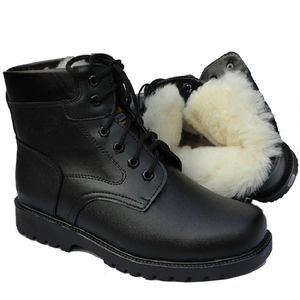 Botas de Nieve de Cuero para Hombre, Forradas de Lana, con Tacón Medio, Antideslizantes, para Trabajo al Aire Libre, Color Sólido, con Cordones Delanteros - Product Image 4