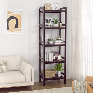 Estantería de Bambú de Múltiples Niveles, 5 Niveles, Color Madera Natural, Librería, Organizador de Almacenamiento para Sala de Estar, Estantería de Estudio - Product Image 2