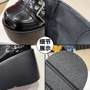 Giày bốt nữ phong cách Punk Gothic, kiểu Chelsea, cao đến giữa bắp chân, chống nước, đế dày, gót cao, khóa kéo, thích hợp cho mùa thu đông - Product Image 6