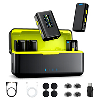 Microphone cravate sans fil 4 canaux avec écran HD, télécommande, longue autonomie de la batterie, service OEM ODM pour la diffusion en direct