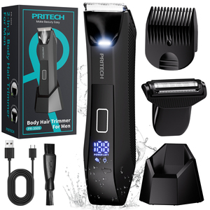 <span class=keywords><strong>Tondeuse</strong></span> corporelle 2-en-1 légère et étanche IPX7 pour <span class=keywords><strong>barbe</strong></span> et poils pubiens, avec double tête détachable - Product Image 1