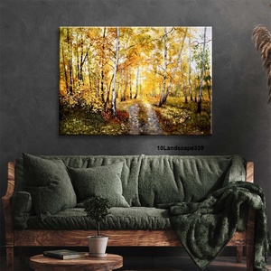 Arte della parete della Tela di canapa di Stampa Autunno Paesaggio Alba nella Foresta Immagini della Pittura Camera Da Letto Living Room Decor - Product Image 2