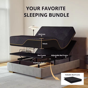 Cadre de lit King réglable avec matelas en mousse à mémoire de forme Télécommande sans fil Cadre de lit inclinable pour la tête et les pieds Mode zéro gravité - Product Image 2