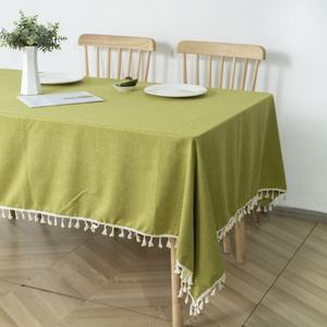 High Quality Nonwoven Square <b>Tablecloth</b> Tassel Wrinkle-Free Faux Linen Texture Floral Pattern Durable Home <b>Party</b> Outdoor Use - Product Image 1