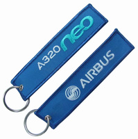 Porte-clés en tissu personnalisé lavable, étiquette de clé pour équipage de vol en fil 500D inaltérable avec anneau en acier inoxydable de qualité industrielle AWELLS