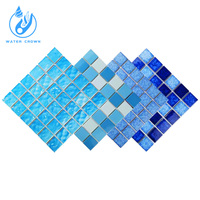Chine Carreaux émaillés en fibre de verre bleu imperméable Mosaïque Carreaux de mosaïque en céramique diamant carré pour sol de piscine
