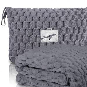 Couverture de voyage épaisse et chaude avec fermeture éclair, couverture portable pour avion, en stock, en flanelle double face à motif écossais tortue dorée - Product Image 1