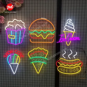 Dropshipping thiết kế miễn phí tùy chỉnh led neon ánh sáng Tên tùy chỉnh thả vận chuyển bánh hamburger Neon dấu hiệu