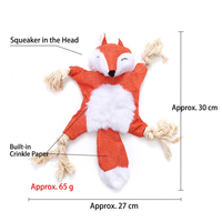 Jouet en peluche couineur pour chien, renard, écureuil, animal à mâcher et à lancer avec corde pour l'entraînement et le jeu des animaux de compagnie