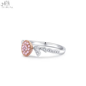 Bague de luxe haut de gamme en or massif blanc avec diamant rose fantaisie, cadeau de mariage de Hong Kong, idéale pour la Saint-Valentin - Product Image 2