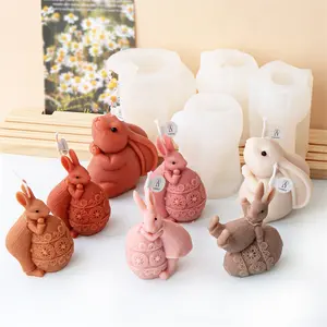 초기 라이저 부활절 귀여운 토끼 모양 실리콘 몰드 DIY 접착제 수지 석고 향초 장식