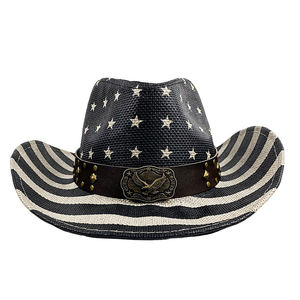 Vente en gros de <span class=keywords><strong>chapeau</strong></span> de drapeau américain vintage <span class=keywords><strong>chapeau</strong></span> de cowboy en <span class=keywords><strong>paille</strong></span> pour les fêtes - Product Image 2