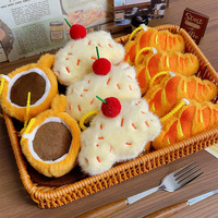 Porte-clés en peluche Kawaii en forme de croissant, cerise, gâteau nuage, tasse à café, pendentif de sac, dessin animé, dessert, cadeau promotionnel pour magasin d'alimentation