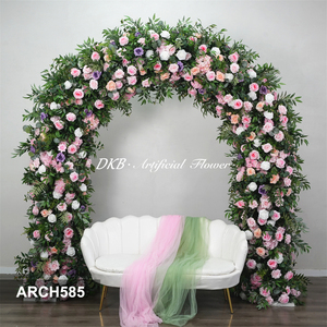 DKB wedding arch backdrop Artificial Silk Rose Heart <b>Flower</b> U-shape Arch Wedding Backdrop Proposal Event Floral Decor - Product Image 3