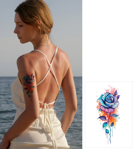 Autocollant de tatouage temporaire fleurs et papillons, imperméable, longue durée, coloré, pour le corps, pour filles et femmes, usage professionnel - Product Image 2