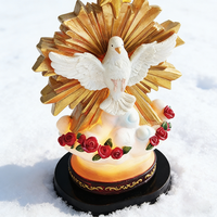 Sculpture en résine Colombe de l'Esprit Saint avec lumière LED, Ornement de décoration religieuse pour la maison