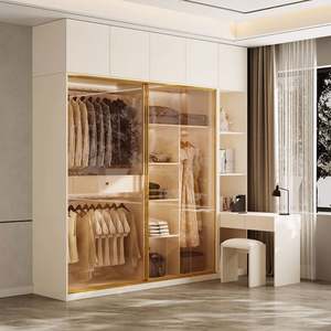 Custom Wooden Closet Planner with <b>Mirror</b> for Bedroom <b>Wardrobe</b> Storage Organization Walk-In Armoire for Chambre or Workshop - Product Image 5