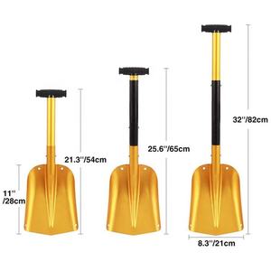 Pelle à neige en alliage d'aluminium avec poignée rétractable, portable, pliable pour voiture, camping en plein air, alpinisme, angle de lame 0° - Product Image 3