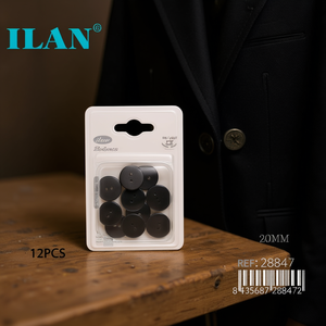 Bottoni Ilan 20mm Neri a 2 Fori, Confezione da 12 Pezzi per Abbigliamento - Product Image 2