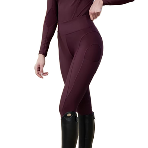 Leggings de equitación profesionales de tiro alto para mujer, color liso, ajuste holgado, material de silicona, cierre de gancho y barra, reforzados. - Product Image 1