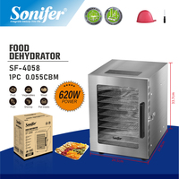 Déshydrateur alimentaire Sonifer SF-4058 en acier inoxydable pour sécher les fruits, la viande, les herbes avec porte transparente 10 plateaux