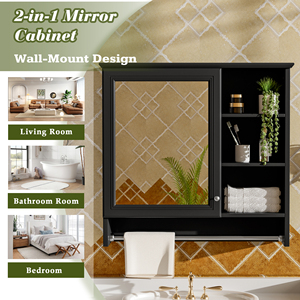 Gabinete con Espejo de Pared de 30 Pulgadas con Estante Ajustable y Bisagras de Cierre Suave para Baño - Product Image 4